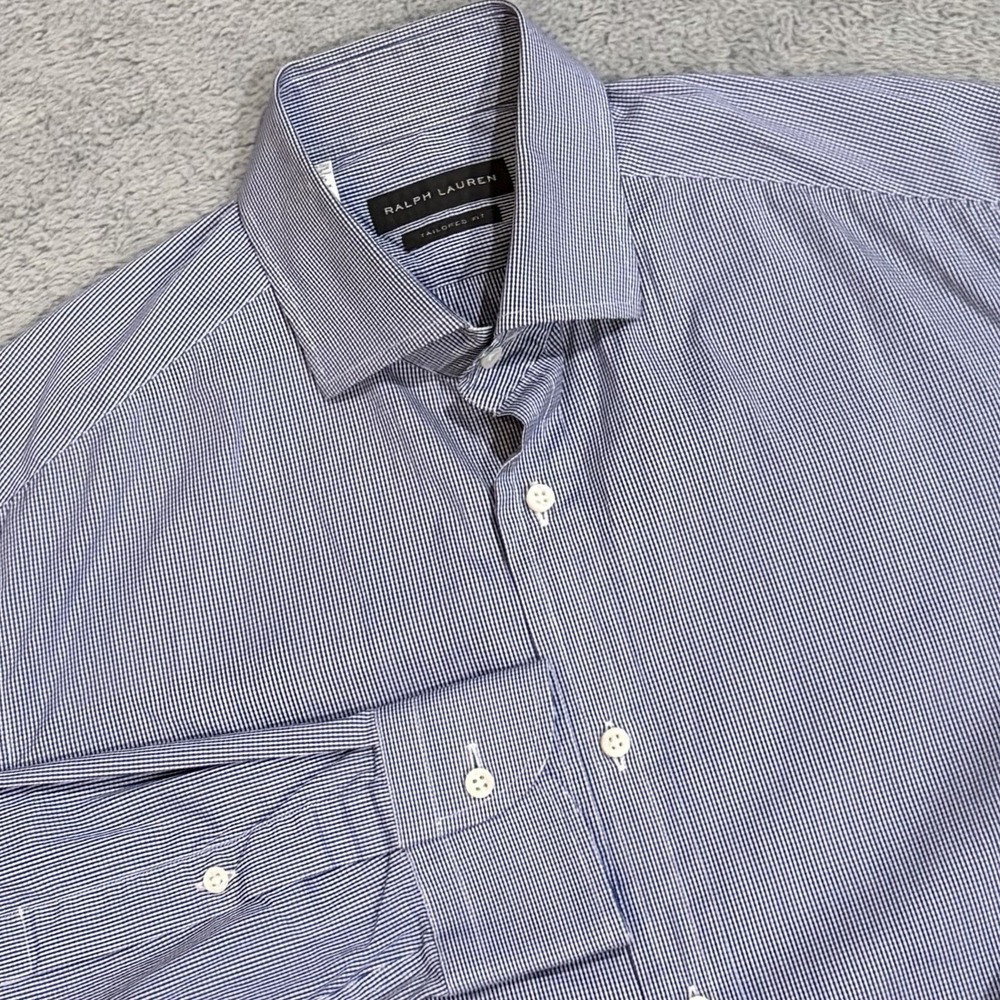 Ralph Lauren Black Label Men's 15.5 L/S Button Shirt Micro Gingham Check Italy